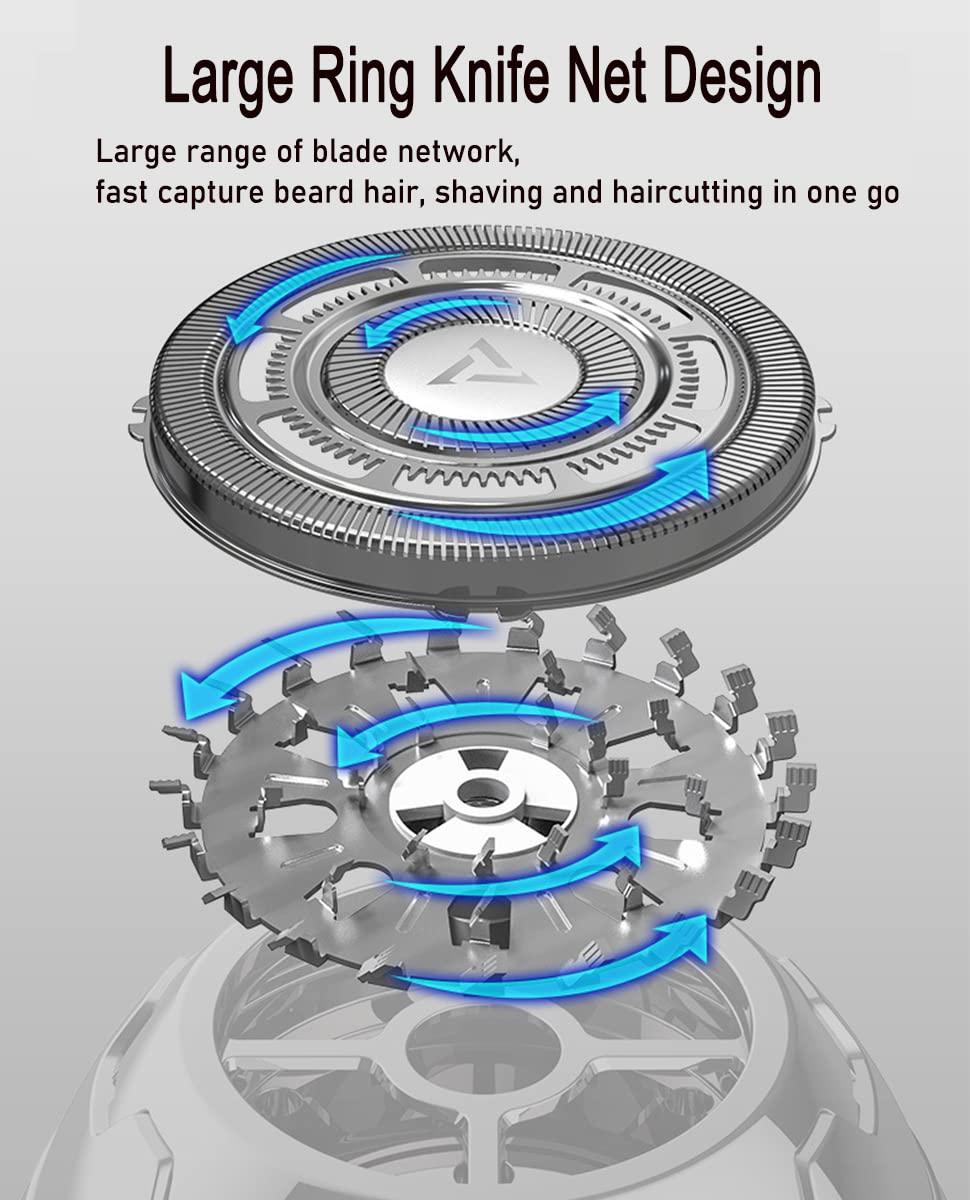Ciyada Ciyada UFO Head Shavers for Bald Men, Mens Electric Bald Head Shaver Razors, Wet&Dry Cordless Rotary Face Hair Trimmer, Waterproof,Gold