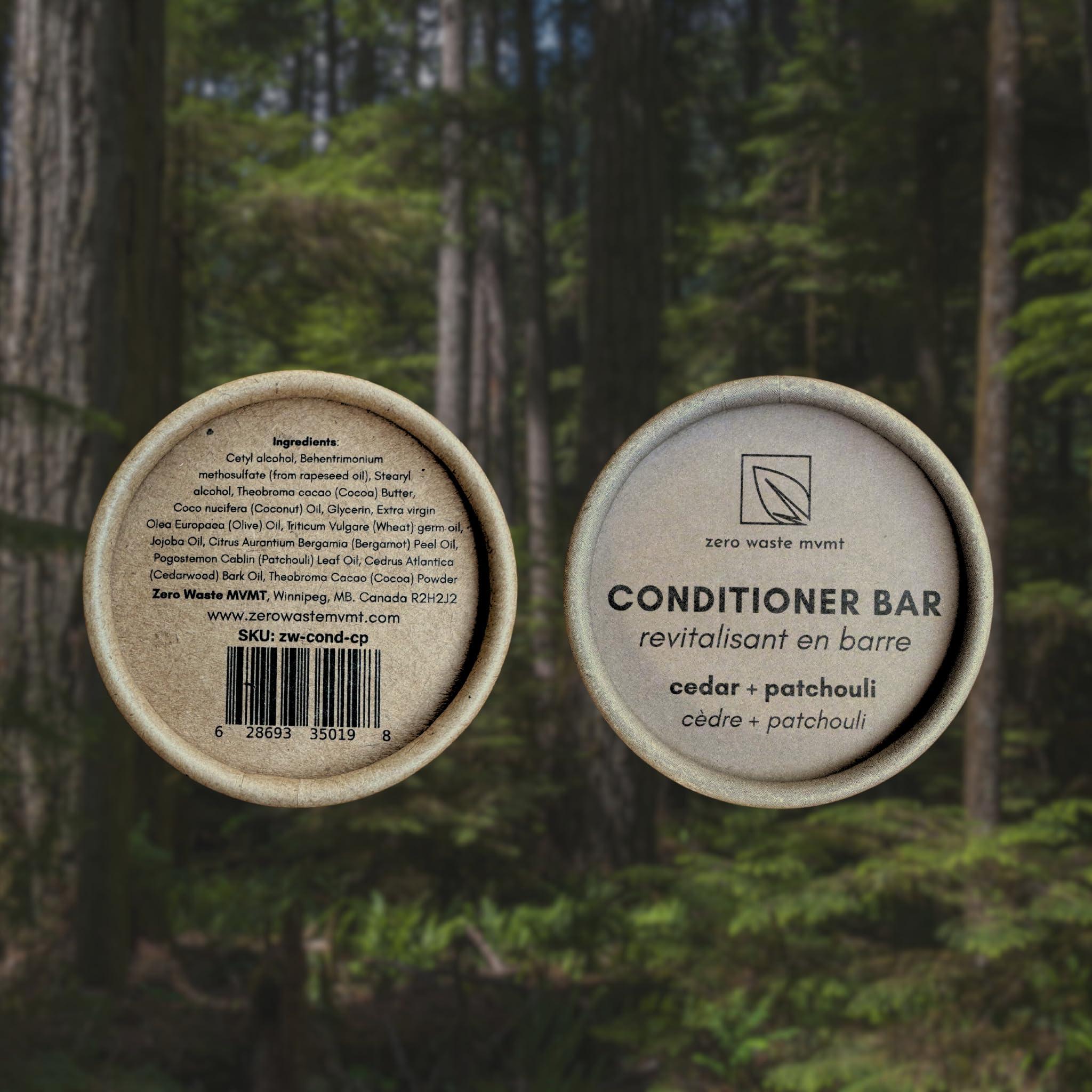 Zero Waste MVMT Zero Waste MVMT Conditioner Bar | Cedar + Patchouli | Eco-friendly Conditioner with Travel Container | Natural Salon Quality Conditioner, Zero Waste & Plastic Free