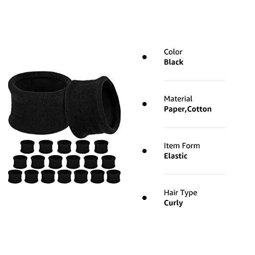 EBOOT 20 Pieces Large Cotton Stretch Hair Ties Bands Rope Ponytail Holders Headband for Thick Heavy or Curly Hair, 6.5 cm in Diameter (Black)