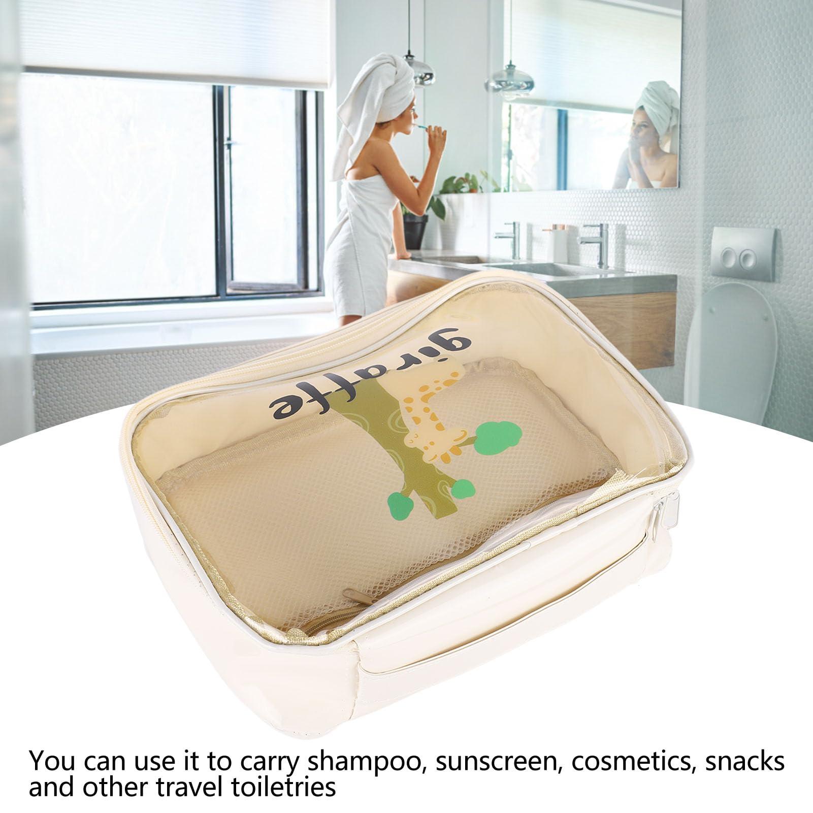 Sempoda Sempoda Clear Makeup Bags,Lightweight Large Capacity Cute Clear Toiletry Bags,Large Makeup Bags for Women Cosmetic Toiletry Makeup Organizer Bag with Detachable Brush Holder(Beige)