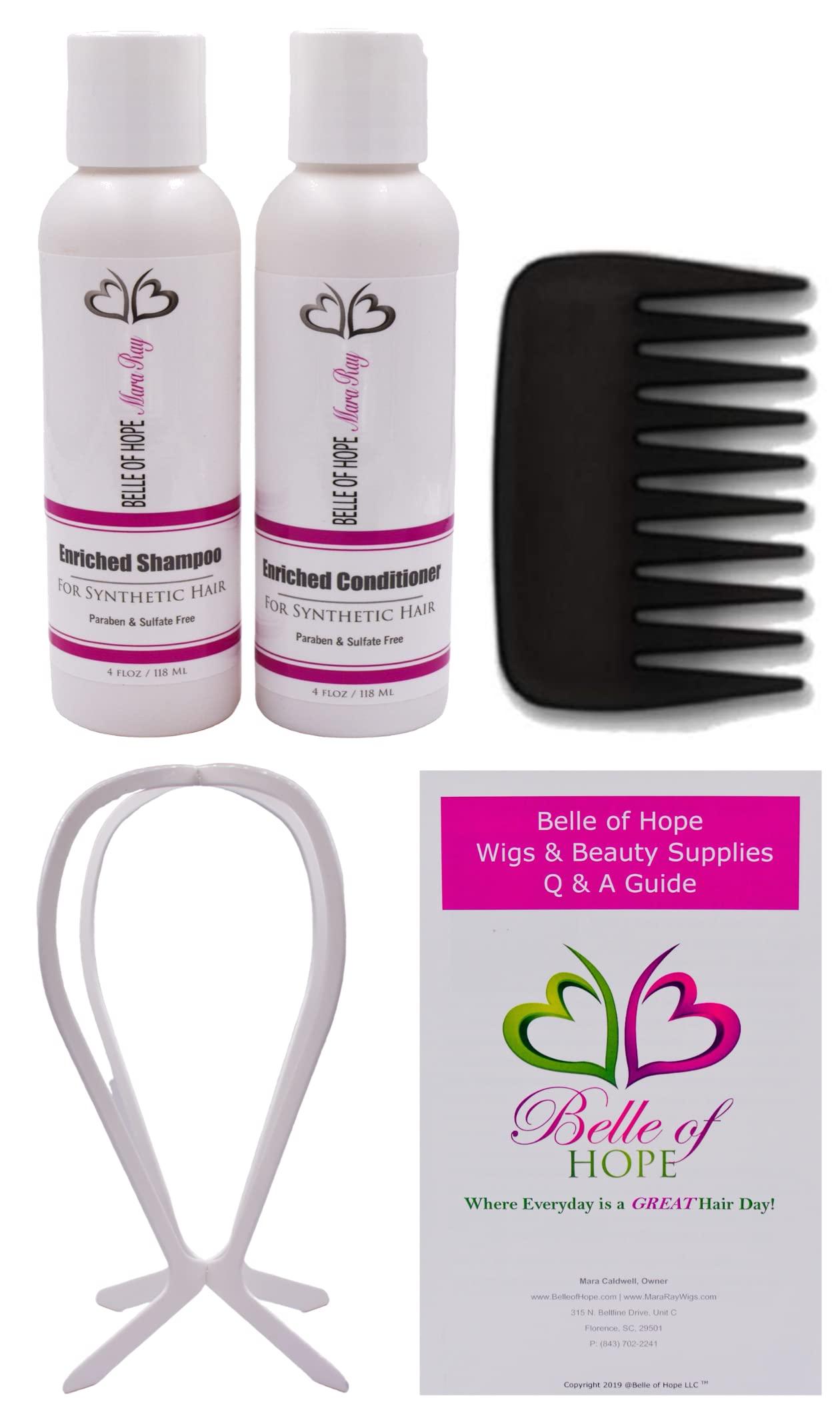 Belle of Hope Mara Ray JULIANNE LITE Lace Front Mono Top Synthetic Wig by Jon Renau, 6PC Bundle: Wig, 4oz Mara Ray Enriched Shampoo & Conditioner, Wide Tooth Comb, Plastic Wig Stand, and 19 Page Belle of Hope Guide (FS17/101S18)