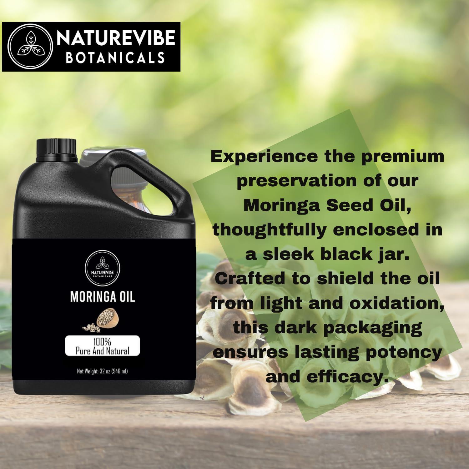 Naturevibe Botanicals Naturevibe Botanicals Moringa Oil 32 Ounces | 100% Pure and Natural | Great for Skin Care and Hair Care
