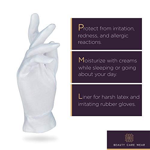 Beauty Care Wear White Gloves Medium (10 pair) - Cotton Gloves for Eczema, Cotton Gloves for Dry Hands, White Cotton Gloves for Women, Spa Glove, Lotion Glove, Sleeping Glove