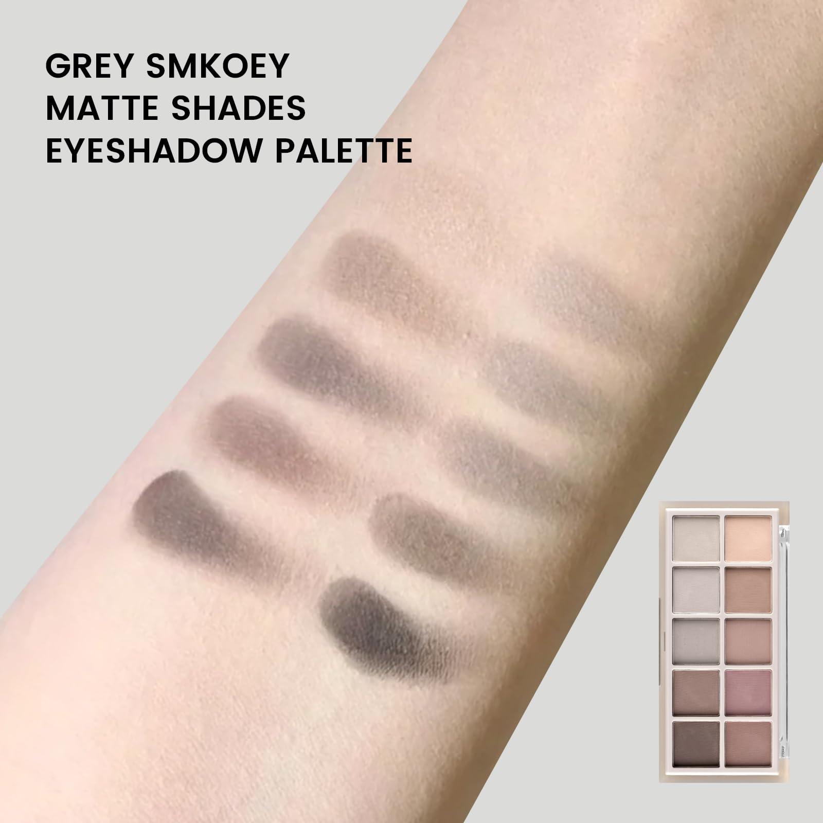 KYDA KYDA 10 Colors Grey Matte Eyeshadow Palette, Grey Brown Matte Eyeshadow, High Pigmented Nude Brown Eyeshadow Colors, Neutral Taupe Eyeshadow Palette, Smokey Grey Eye Shadow, Cool Tone Eyes Makeup