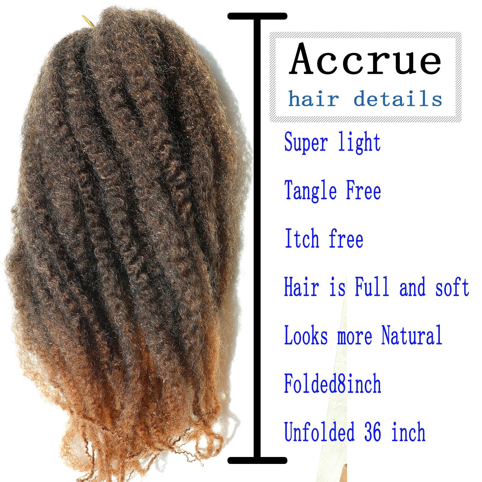 Accrue Marley Twist Braiding Hair 6 Packs 24Inch Marley Hair Crochet Braids Afro Kinky Synthetic Cuban Twist Marley Hair For Twists Braiding Hair Extensions (24in6pack, T30)