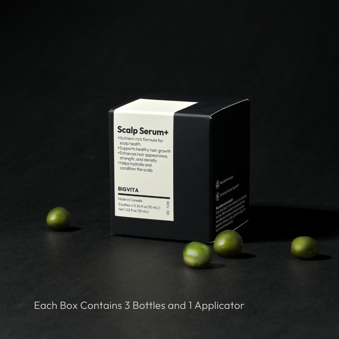 BIGVITA BIGVITA Scalp Serum + | Scalp Massager Applicator for Thicker, Fuller Hair | Hair Growth, Dry Scalp Relief | Biotin, AnaGain, Centella & Natural Leaf Extracts | Soothes Itchy, Flaky Scalp