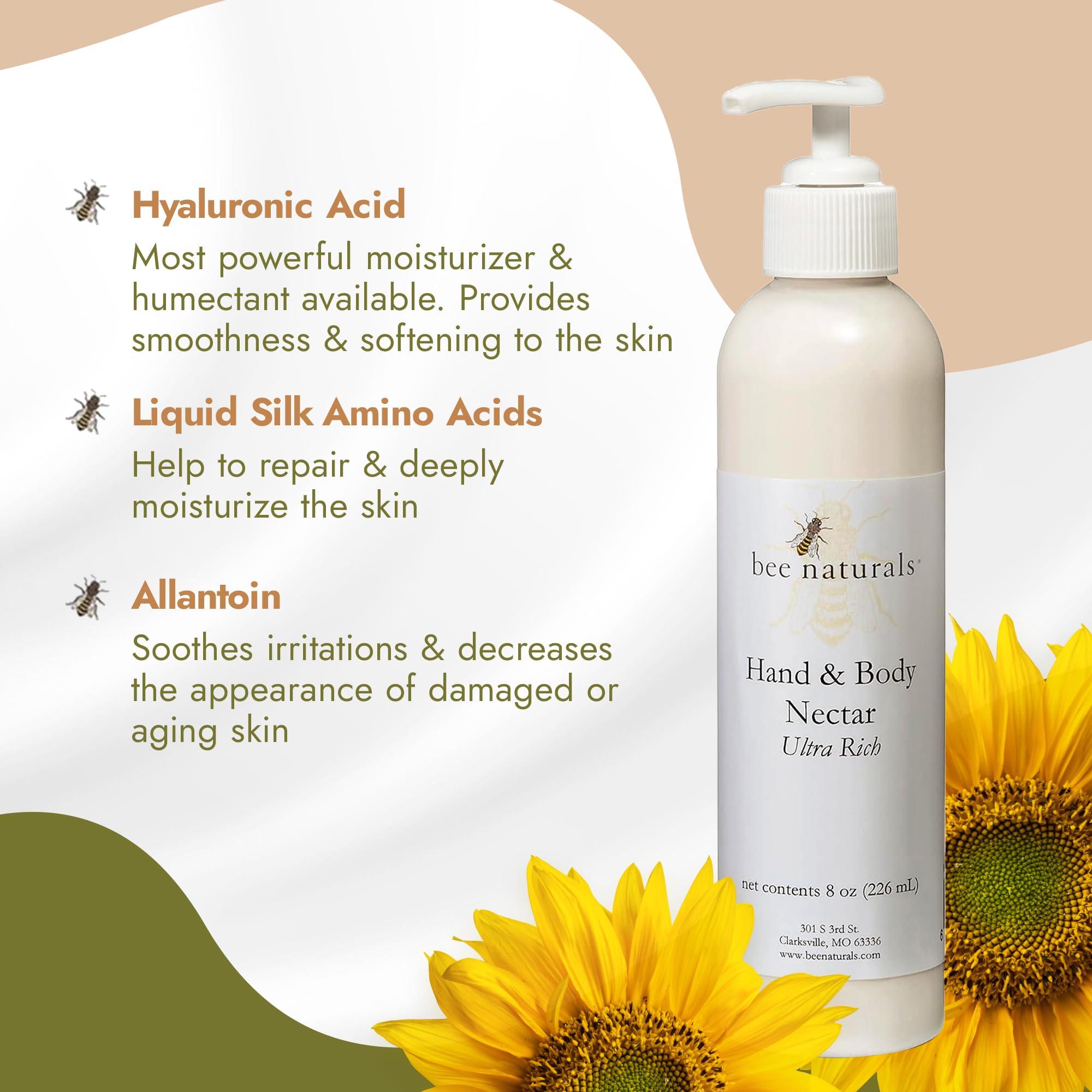 Bee Naturals Bee Naturals Ultra-Rich Hand & Body Nectar - Nourishing 5-Oil & Shea Blend, Hydrating Honey & Beeswax - Softens, Moisturizes, Repairs Skin - Calming Natural Scent - Cruelty-Free, Made in USA