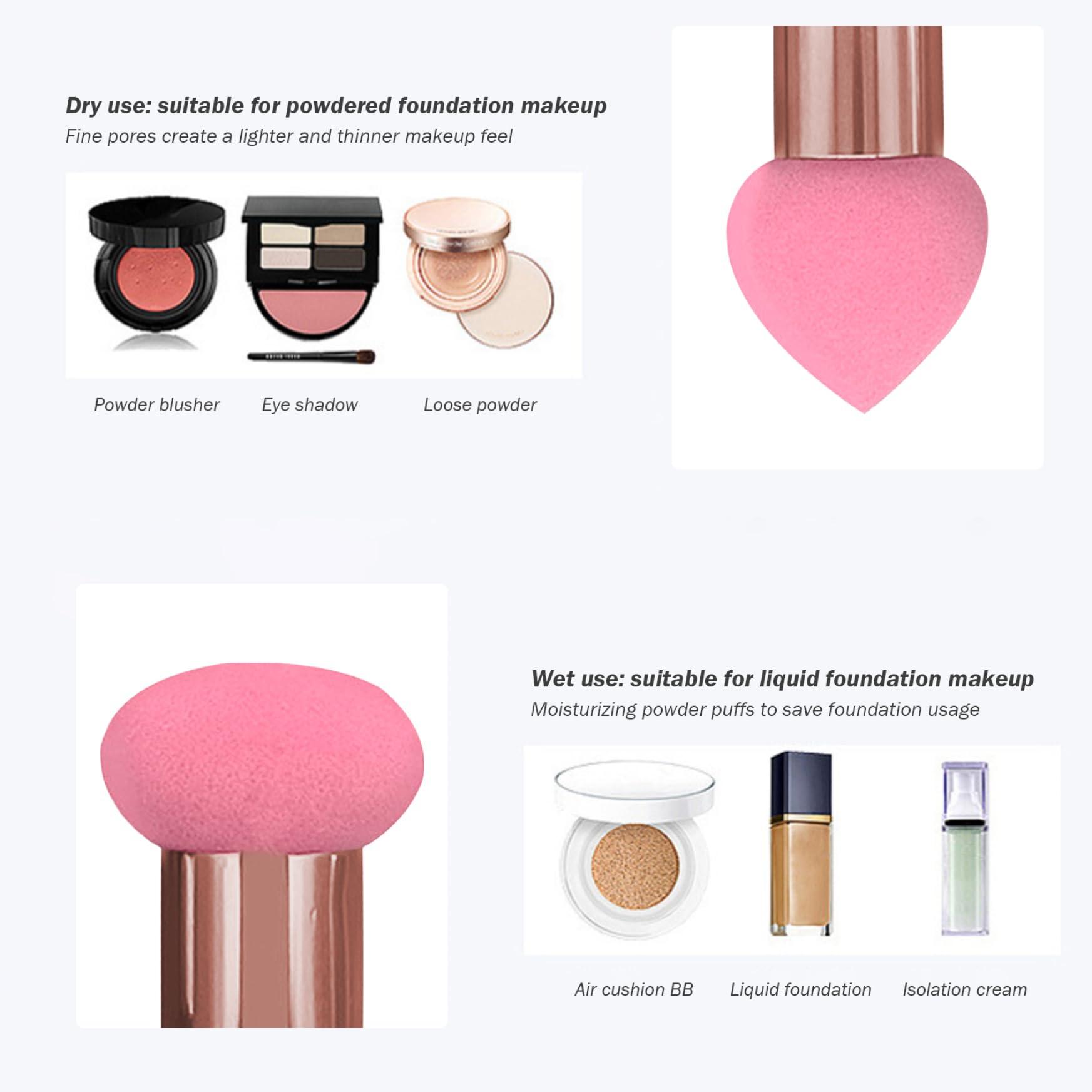 Pesoncarl Foundation Sponge,3PCS Foundation Applicator, 3 Styles Wet Dry Large Makeup Sponge with Handle, Soft Elastic Blending Sponge for Makeup