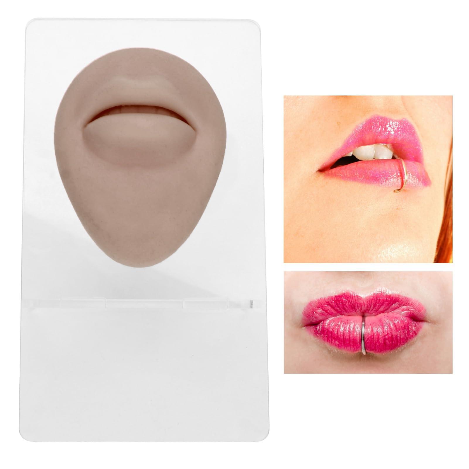 AMONIDA Piercing Body Model, 3D Vivid Silicone Piercing Practice Model, for Eyebrow Piercing, Nose Piercing, Lip Piercing, Tongue Piercing, Navel Piercing, Ear Piercing(Deep Skin Color)