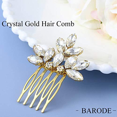 Barode Barode Bridal Wedding Hair Comb Gold Rhinestones Bride Headpieces Hair Accessories Jewelry for Women and Girls