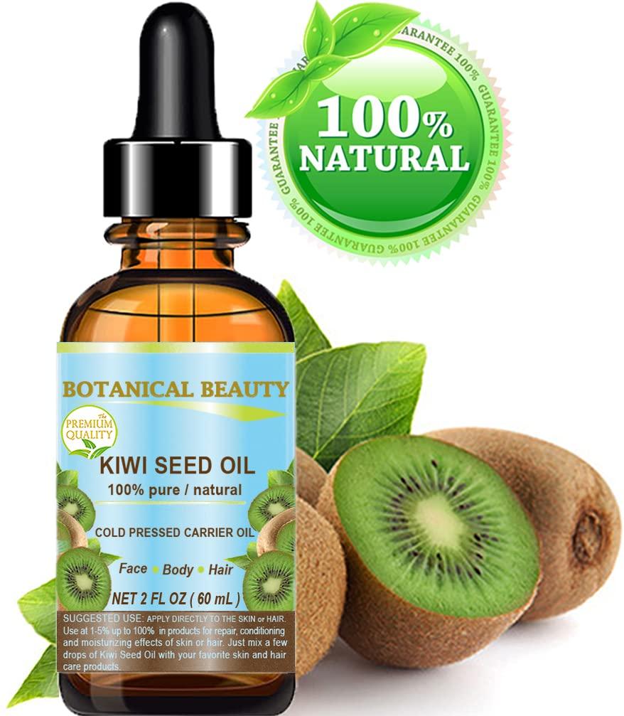 CHATEAU COSMETICS BOTANICAL BEAUTY KIWI SEED OIL. 100% Pure Natural Undiluted Virgin Cold Pressed Carrier Oil. 2 Fl.oz.- 60 ml for Face, Skin, Body, Hair, Nail Care. by Botanical Beauty
