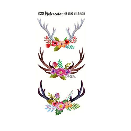 LINGREAL LINGREAL Deers Butterflies Fox Tribe Arrow Tattoo Paper,Temporary Tattoo Sticker for Men Women Girls Boys - 6 Sheets