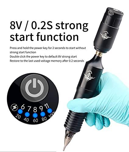 MAXSMLZT Tattoo Machine Kit Cordless Tattoo Power Supply RCA Interface Rotary Tattoo Pen Kit For Body Art Permanent Makeup Pen Machine Tattoo Supply Eyebrow Tattoo,D