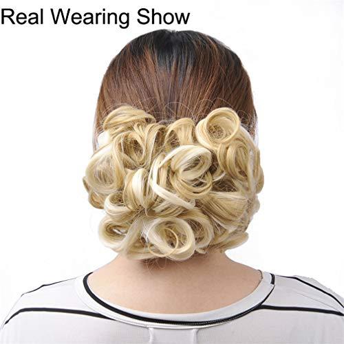 STREJHYT Women's Short Curly Hair Bun Elastic Big Hair Bun Synthetic Extension With Two Plastic Combs Hairpieces M2 33
