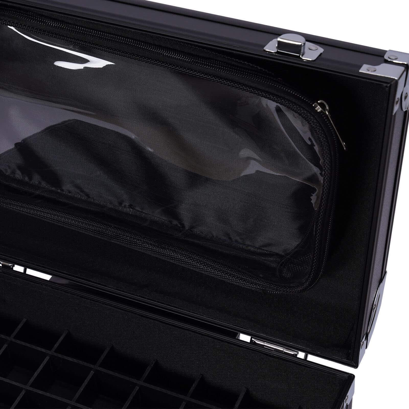 Cutycaty Cutycaty Makeup Train Case Rolling Makeup Case Cosmetology Case on Wheels Professional Makeup Travel Case with Adjustable Dividers Makeup Brushes Storage Organizer (3 Layers, Black)