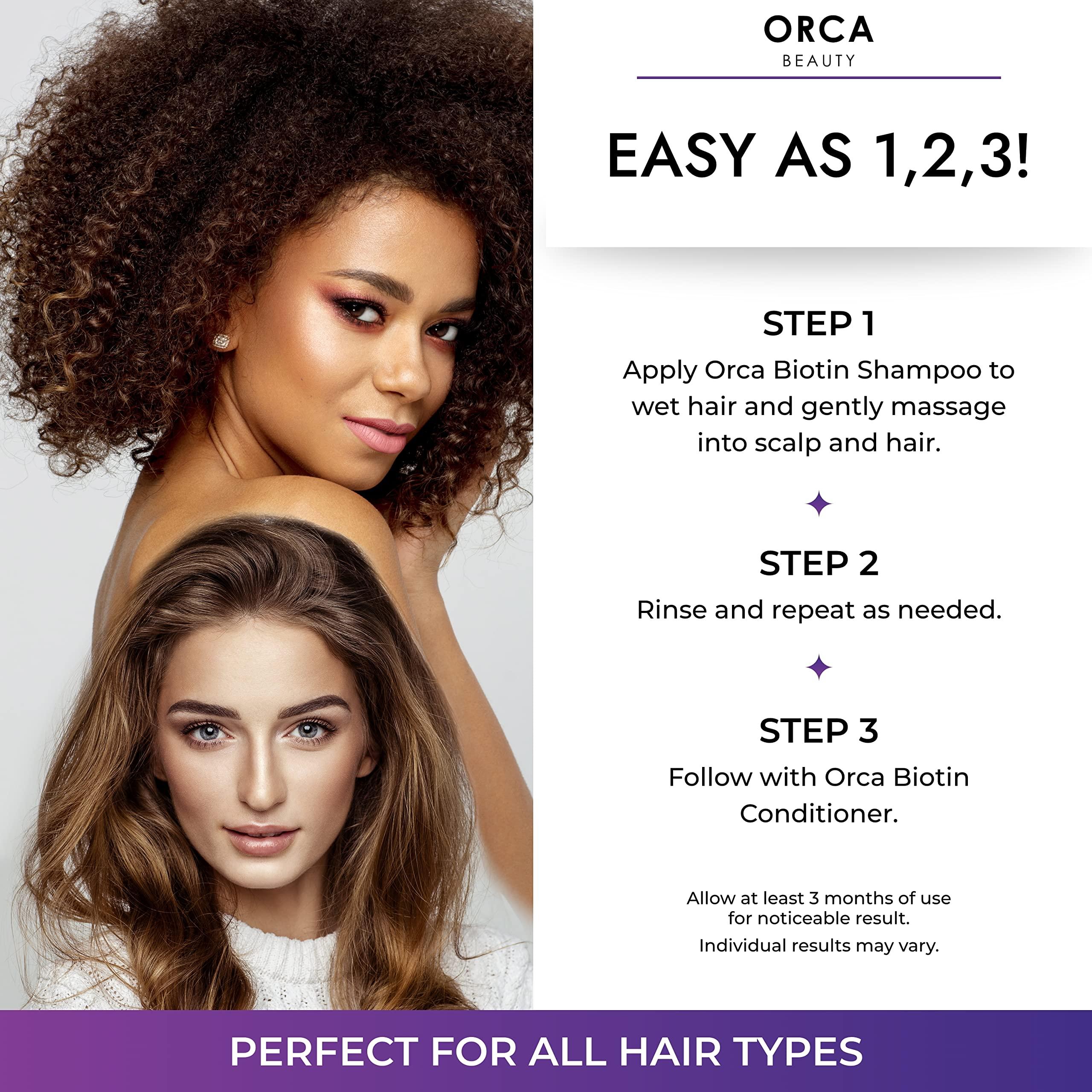 Orca Beauty Biotin Shampoo and Conditioner for Women and Men - Volumizing Shampoo and Conditioner Set to help boost thinning hair - Hydrating, Nourishing Hair Loss Shampoo and Conditioner