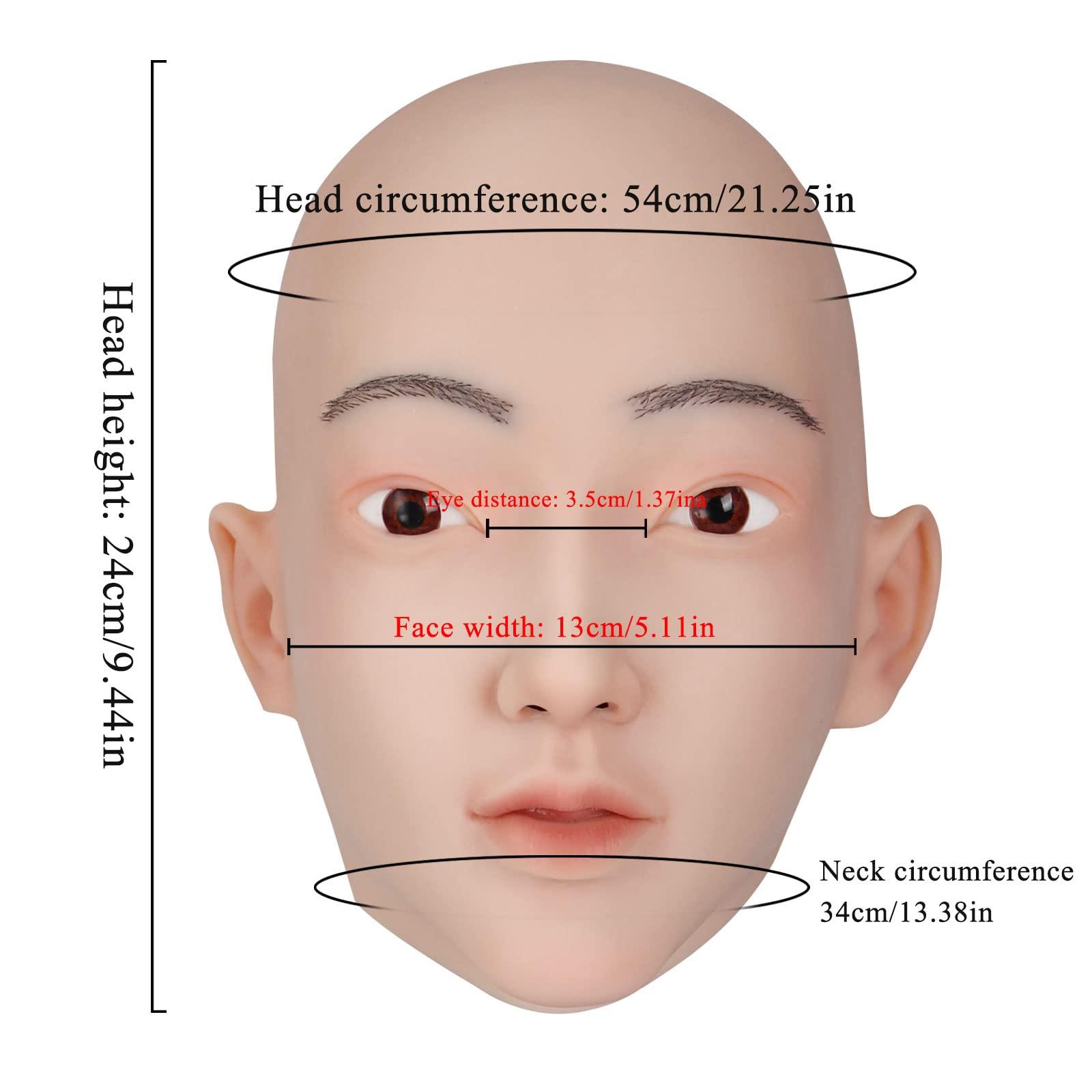 ZWSMS ZWSMS Crossdresser Silicone Mask Realistic Female Hand-Made Face Soft Head Mask for Halloween Parties Transgender,Ivory,Makeup