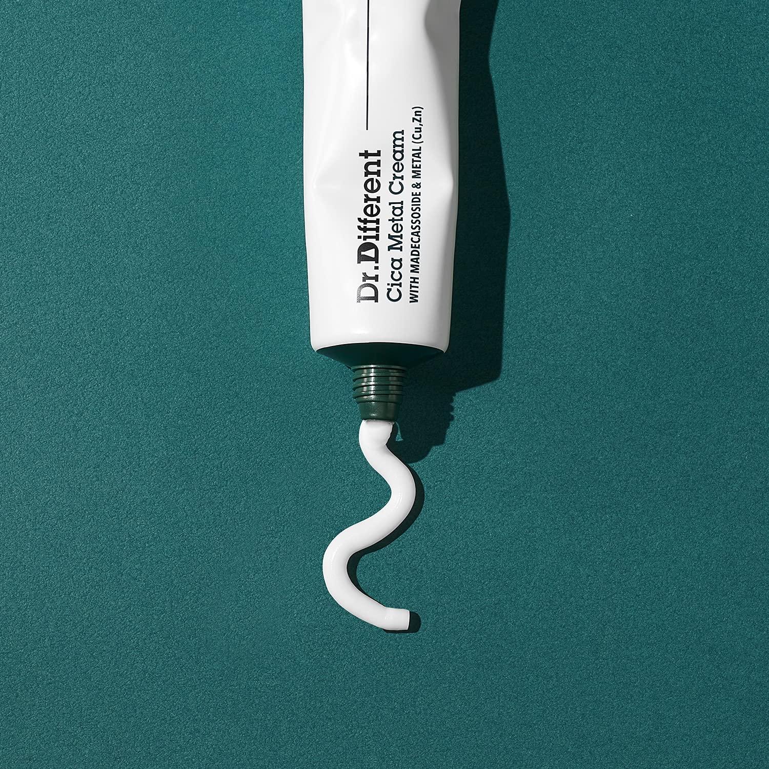 Dr.Different Dr.Different Cica Metal Cream - Madecassoside Soothing Face Cream for Damaged Skin, Repairing and Regenerating with Copper and Zinc, PH Balancing Treatment for Sensitive Skin, 1.69 fl.oz.