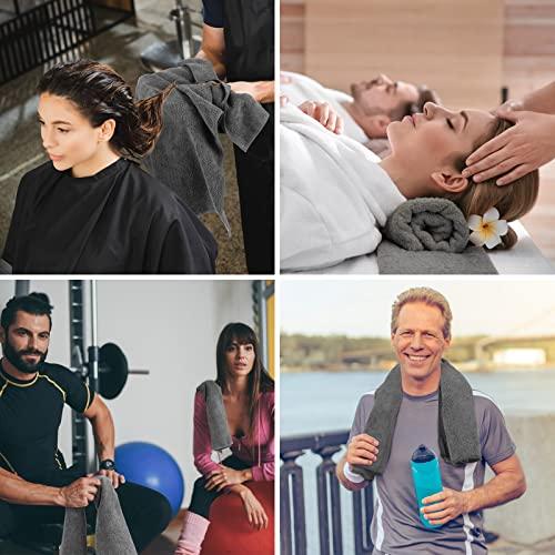 Shimeyao 48 Pack Bleach Proof Salon Towels Microfiber Absorbent Towels Bleach Resistant Hair Towel Quick Dry Hand Towels Bulk for Gym Bath Spa Home Hair Drying, 16 x 27 Inches (Grey)