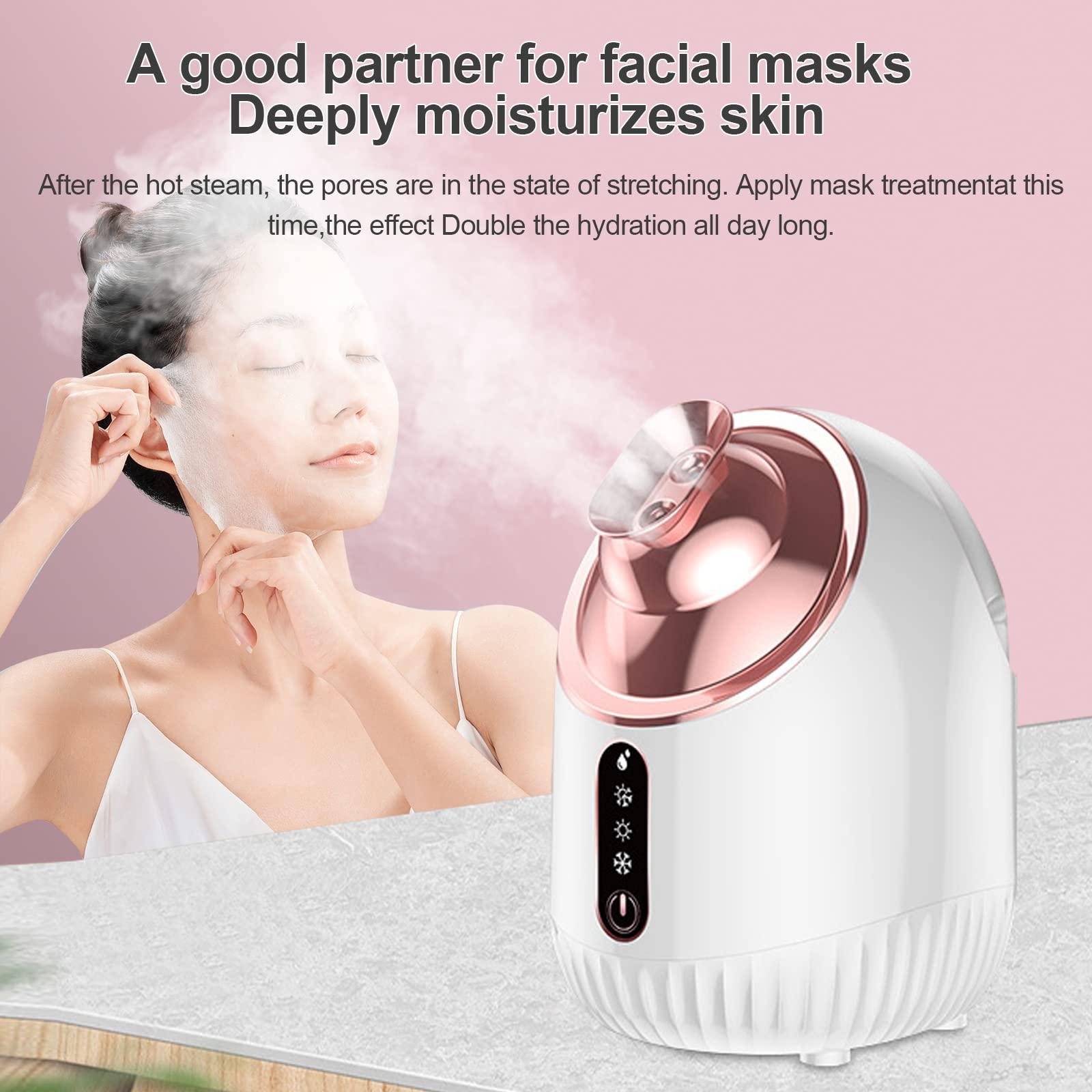 WHNL WHNL Facial Steamer - Nano Ionic Facial Steamer with Cold&Warm&Hot Mist,240ml Large Water Tank,Small Face Humidifier,White