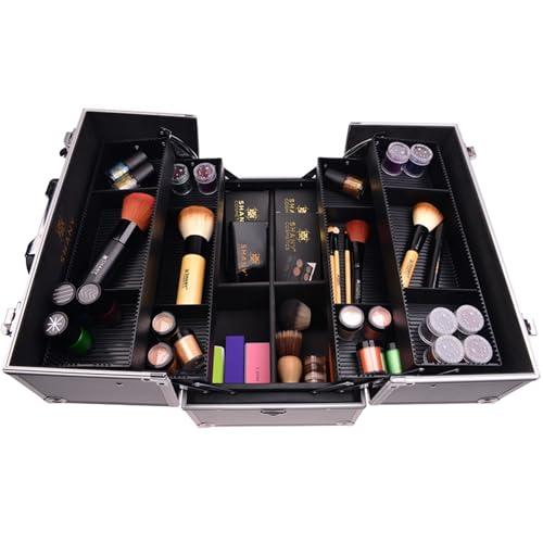 SHANY SHANY Essential Pro Makeup Train Case Cosmetic Box Portable Makeup Case Cosmetics Beauty Organizer Jewelry storage with Locks, Multi Compartments Makeup Box and Shoulder Strap - Silver