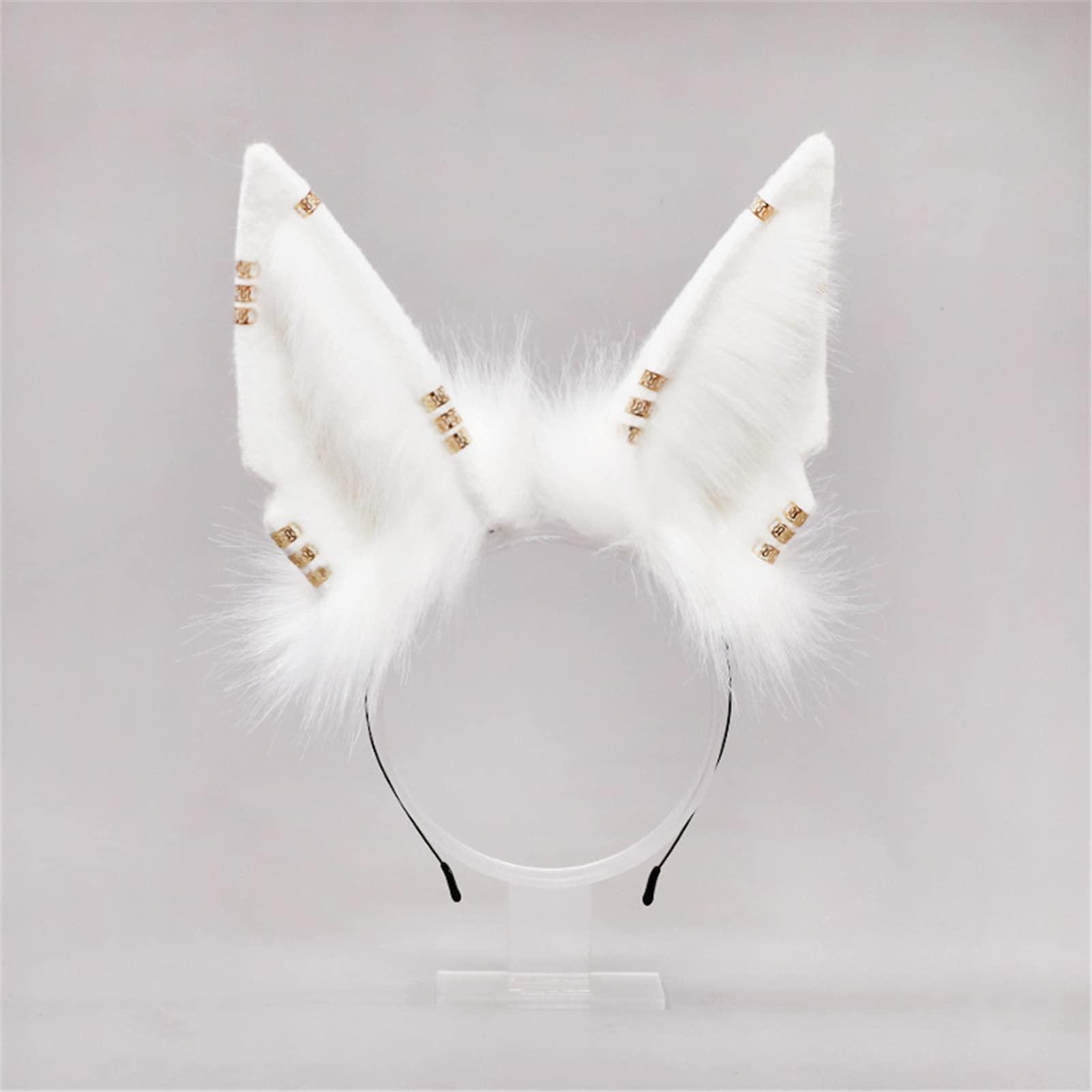 LittleLuluda LittleLuluda Gothic Plush Furry Wolf Ears Headband Animal Cosplay Halloween Costume Accessories (White)