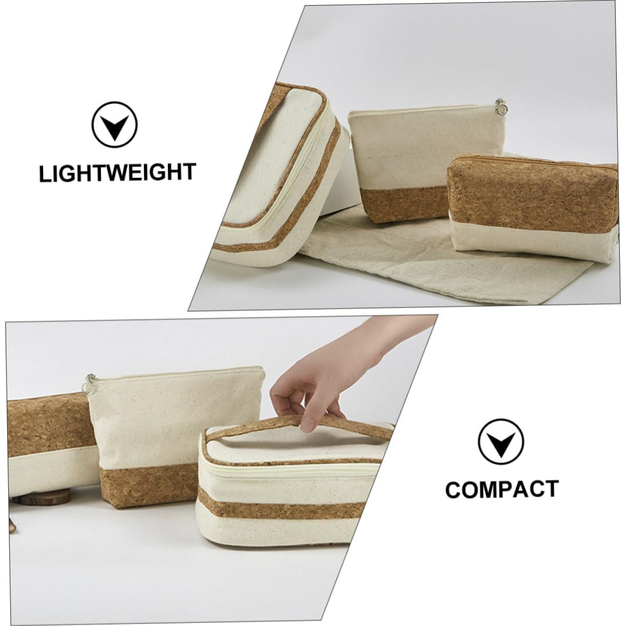 minkissy minkissy Convenient Travel Makeup Bag Cotton Toiletry Bag Wood Grain Wash Bag Portable Girl Cosmetics Storage Bag Safe Accessory Storage