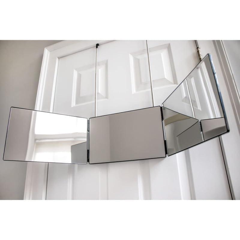 Self-Cut System Self-Cut System - 3 Way Mirror with Lights - Three Way Mirror for Self Hair Cutting - Over The Door Mirror - Trifold Mirror - 360 Mirror - Barber Mirror - Self Haircut Mirror (Travel 3.0 LED)