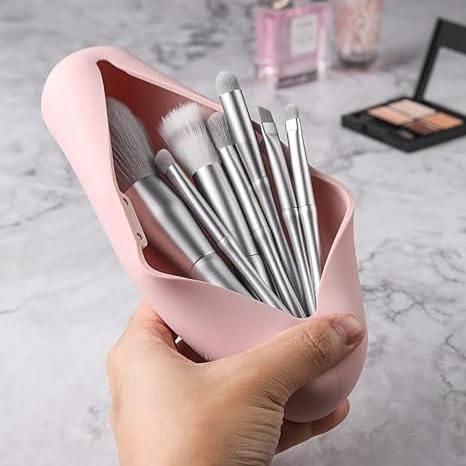 Generic silicone makeup brush holder 1pcs pink