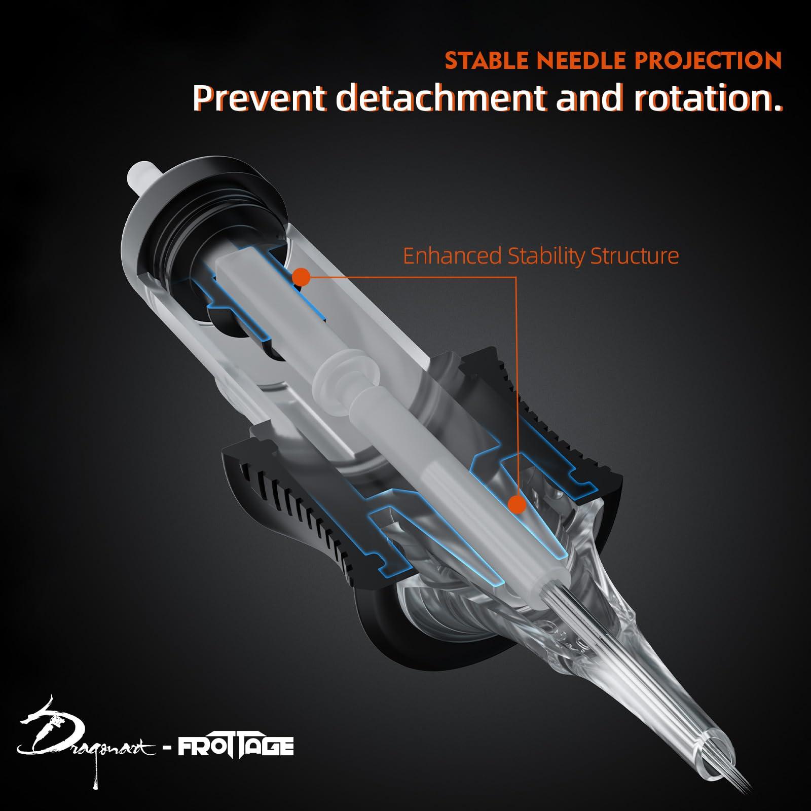 Dragoart FROTTAGE 16PCS Extreme Tattoo Cartridge Needles 15CM Curved Magnum Standard, Dragoart Professional Tattoo Needles Cartridge Tattoo Supplies for Tattoo Machine Tattoo Pen (1215CM)