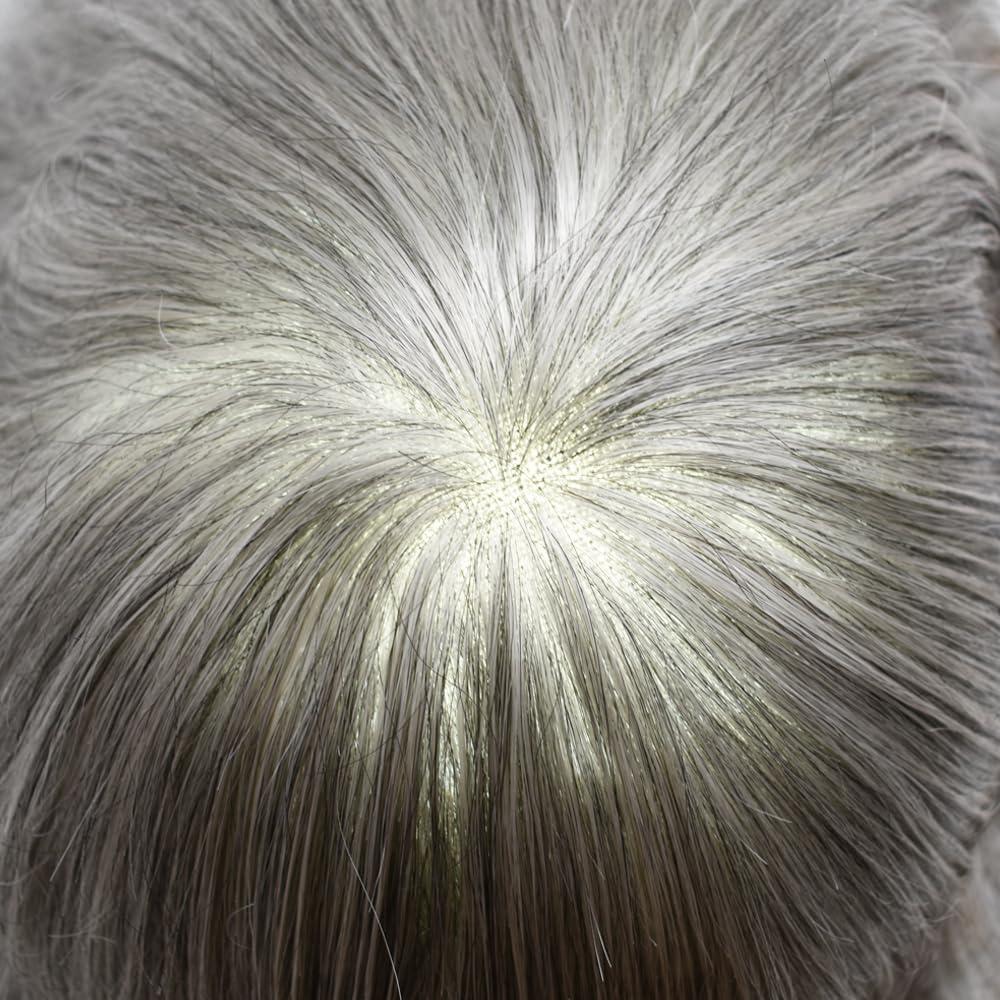 Hair Wonders Toupee For Men Real Human Hair Mens Toupee Hair Replacement System Swiss Lace Hair Piece For Men Hair System Protesis Capilar Para Hombre7x10\'\'-100% light to Medium density#1B80 1B# OFF BLACK+80%GREY