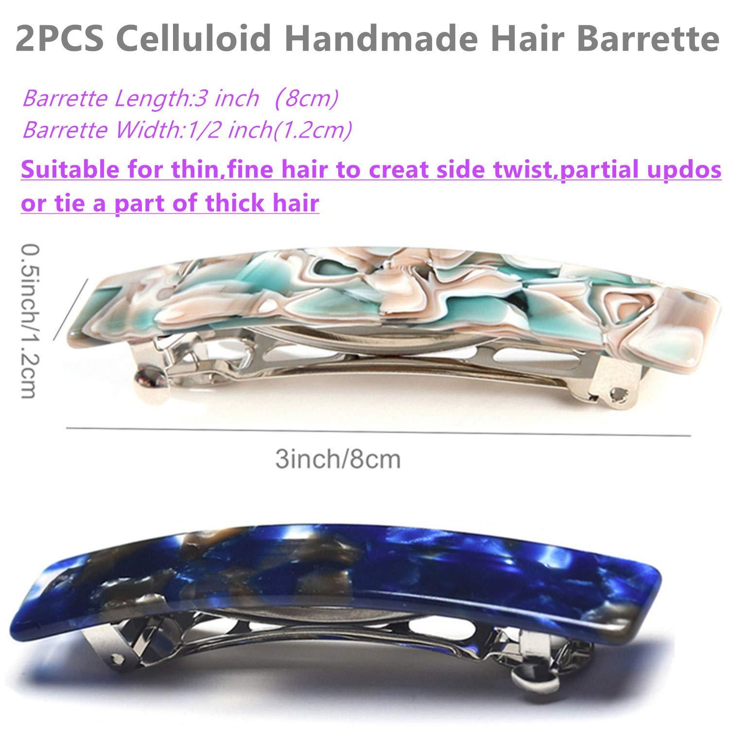 Eyegla 2PCS French Design Hair Barrette Tortoise Shell Celluloid Rectangle Hair Clips for Women