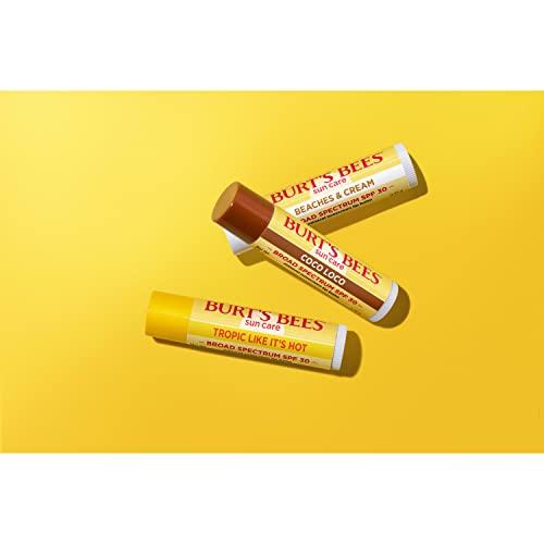 Burt\'s Bees Burt\'s Bees Island Getaway Sun Care SPF 30 Lip Balm Stocking Stuffers, Water-Resistant Lip Moisturizer Christmas Gifts, Nano-Free Zinc Oxide Formula, Natural Conditioning Lip Treatment (3-Pack)