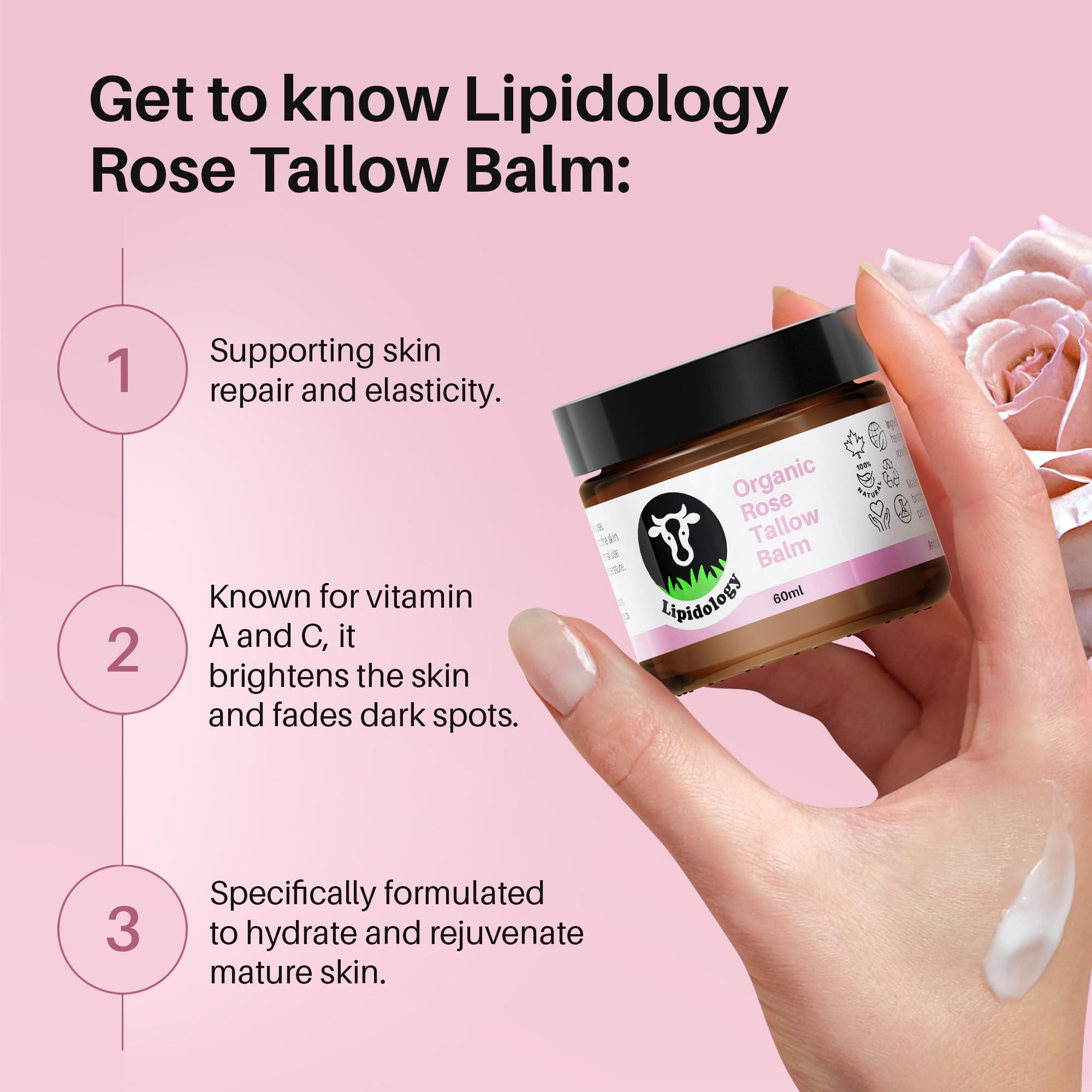Lipidology Skincare Organic Rose Tallow Balm, 60 ml