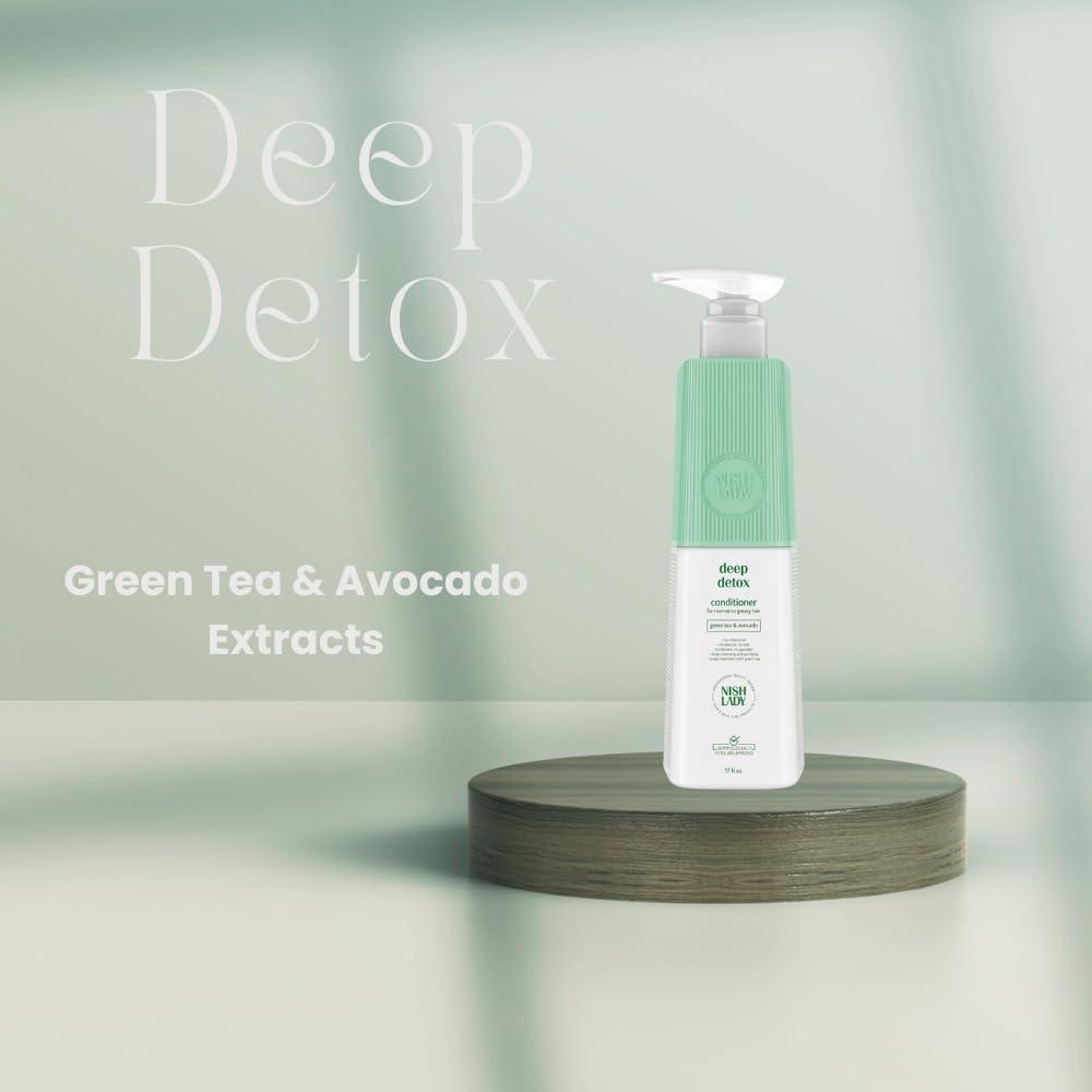 Nishlady Nishlady Deep Detox Clarifying Shampoo for Normal to Greasy Hair, 503 ml | Green Tea & Avocada Extracts (Conditioner)