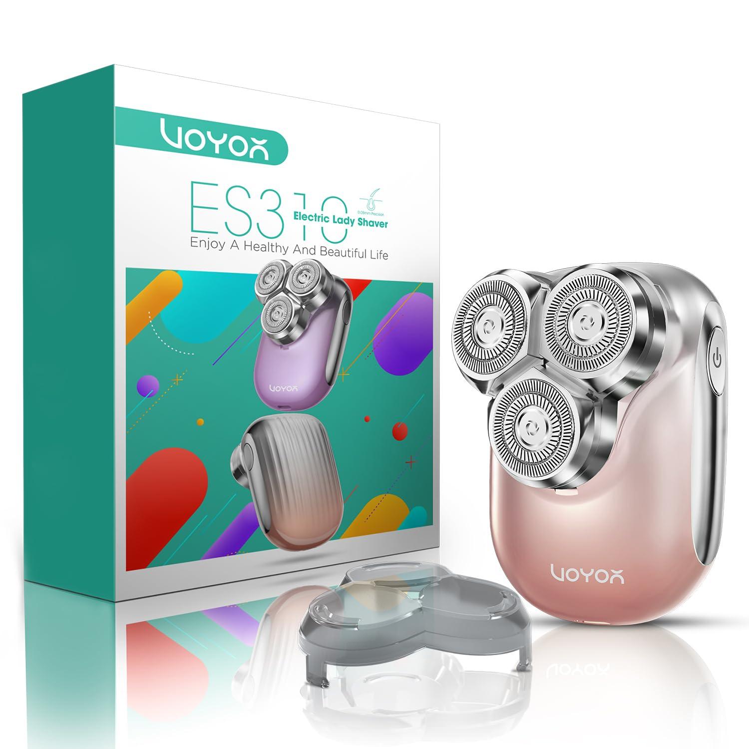 VOYOR VOYOR Electric Razors for Women 3D Floating Blade Shaver for Women, Electric Shaver for Legs Bikini and Body Facial Hair Remover Women\'s Electric Shavers Waterproof Women\'s Grooming ES310 (Gold)