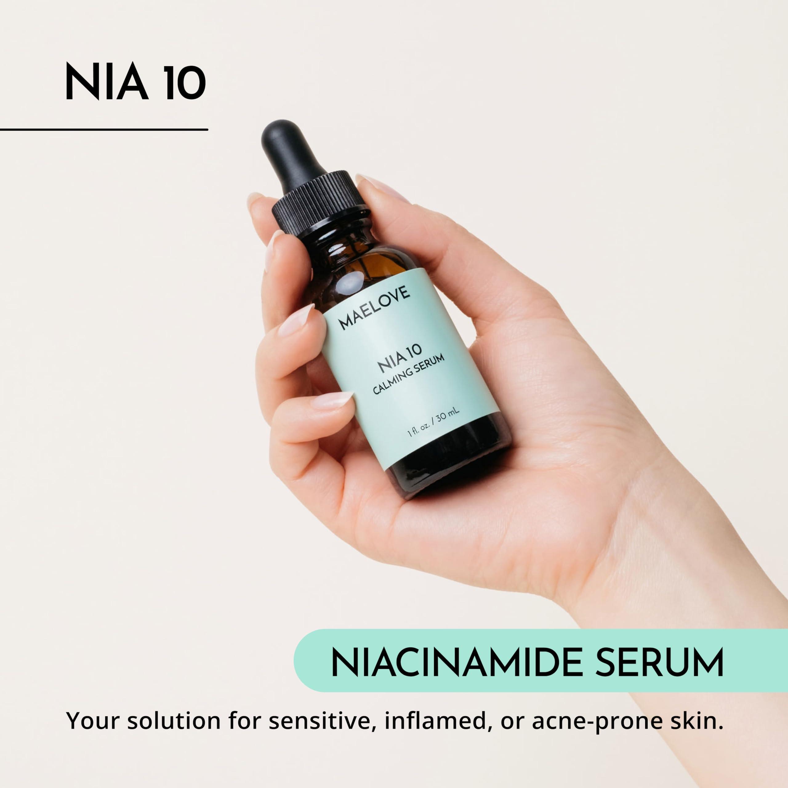 MAELOVE MAELOVE NIA 10 Niacinamide Serum, Calming Face Serum for Strengthening Skin Barrier, Hydration & Pore Refinement, Suitable for Sensitive, Dry, Acne-Prone Skin, Vegan, Cruelty-Free, USA Made