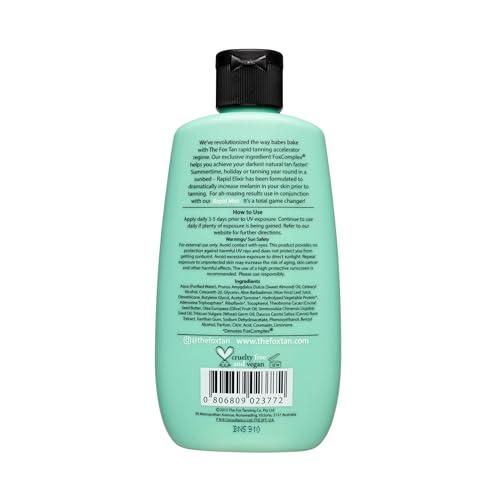THE FOX TAN The Fox Tan Rapid Tanning Elixir, Natural Tanning Accelerator Lotion For Darker & Faster Tans, Creates Flawless Tan Skin, Vegan & Cruelty-Free, 120mL