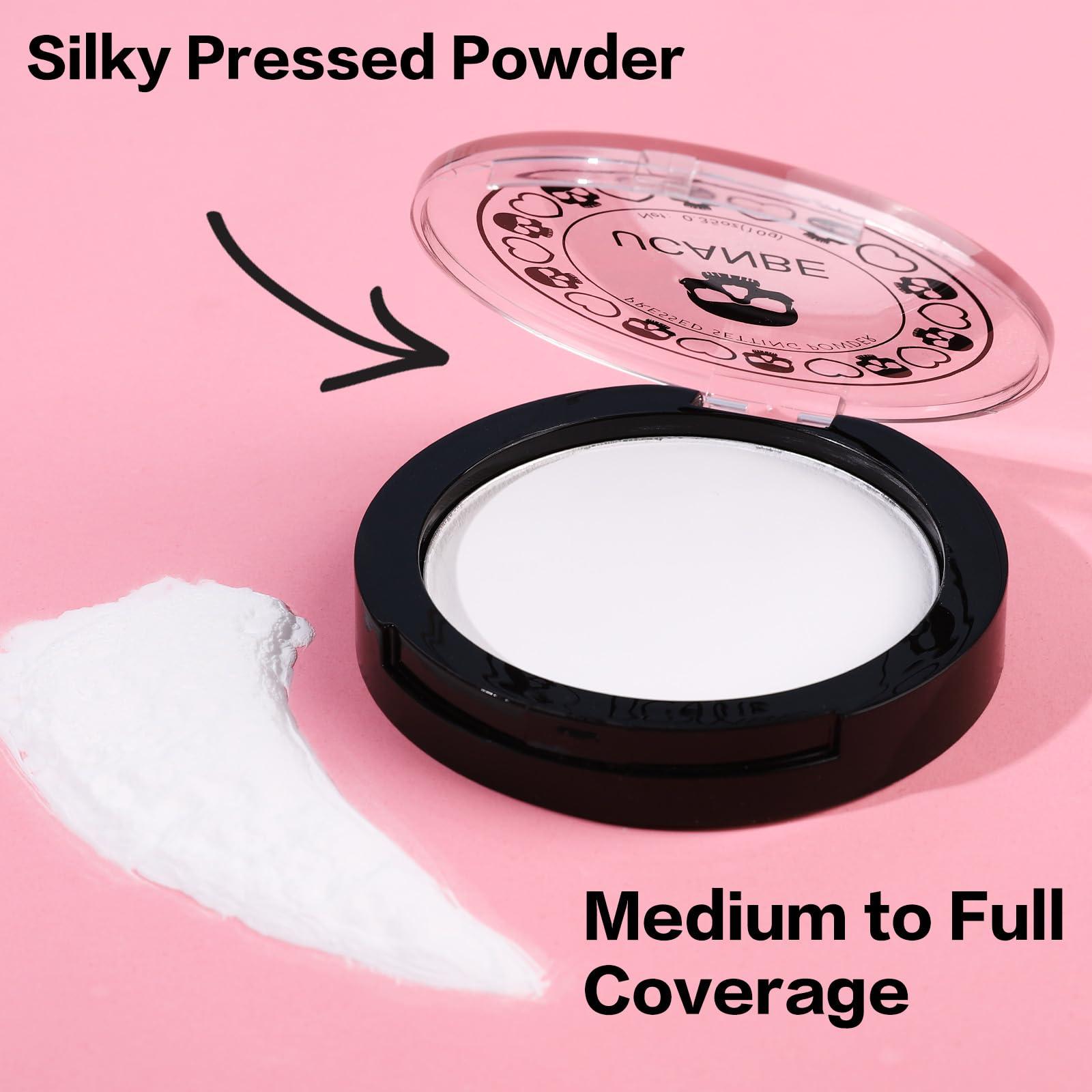 UCANBE UCANBE White Pressed Setting Powder for Special Effects & Halloween Makeup, Translucent Matte Finishing Powder, Baking White Face Powder for Long Lasting Coverage, Portable Compact