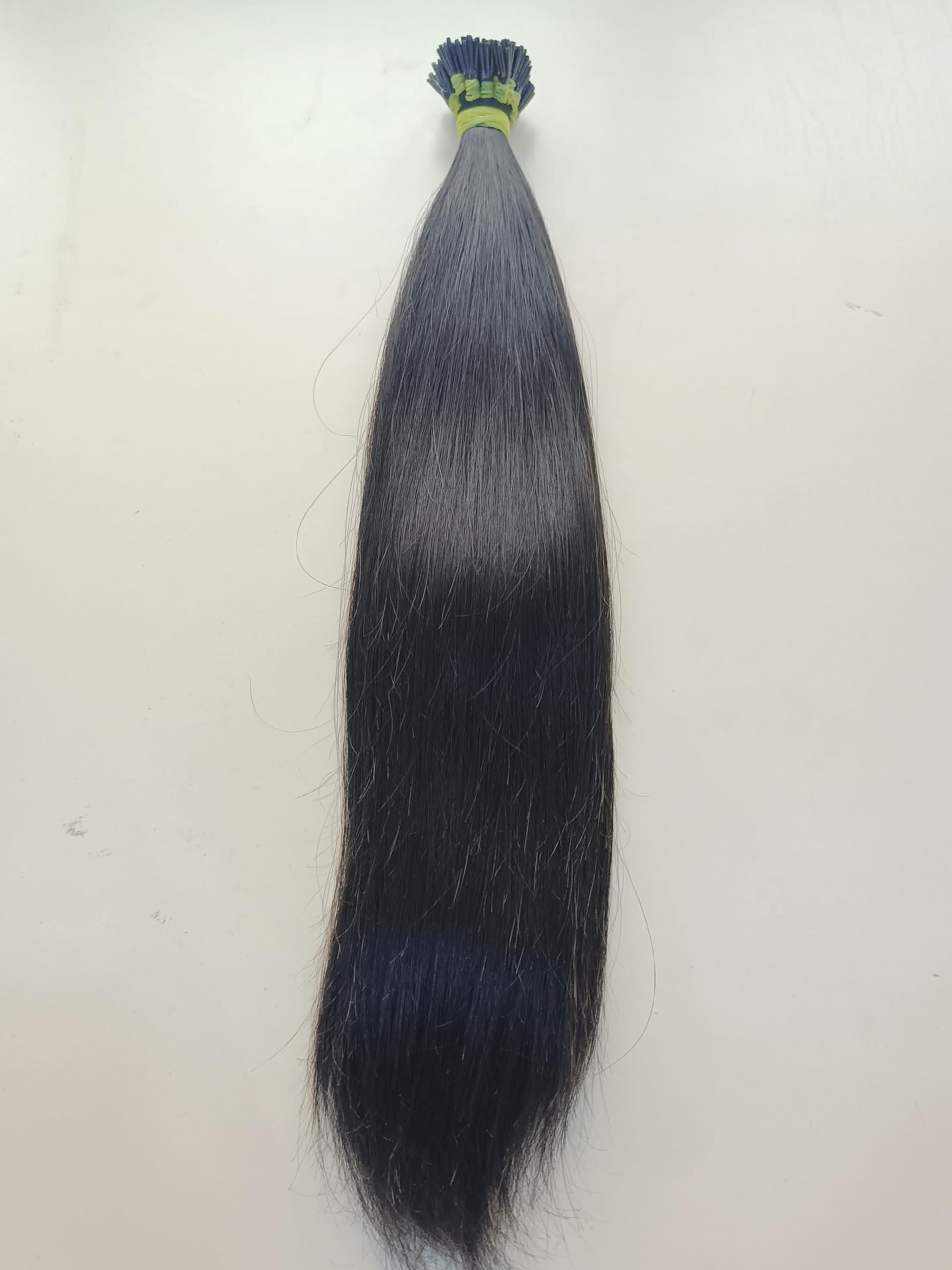 Generic Hat Hair Beauty Supply 100% Raw Indian Human Hair Extensions, I-Tip, V-Tip, U-Tip, Flat-Tip, 100 Grams, Natural Black (100 Strands, 100 Grams) Straight (30 Inches)
