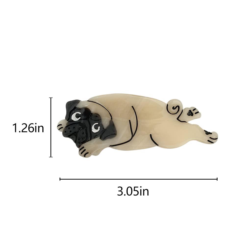 OMG Decor Pug Dog Hair Clips,Small Claw Clips for Girls,Acetate Hair Clips for Women,S5
