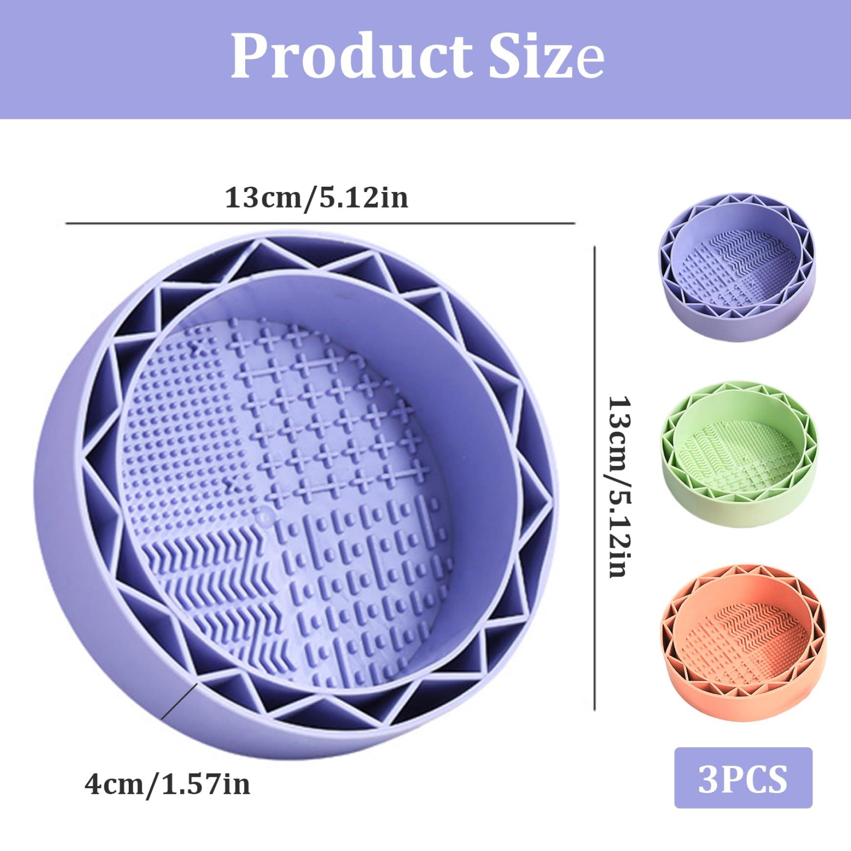 Kalastussaari Kalastussaari 3Pcs Makeup Brush Cleaner Mat 3 in 1 Brush Cleaning Mat, Cosmetic Brush Cleaner, Brush Drying Holder Organizer Portable Silicone Makeup Brush Cleaner
