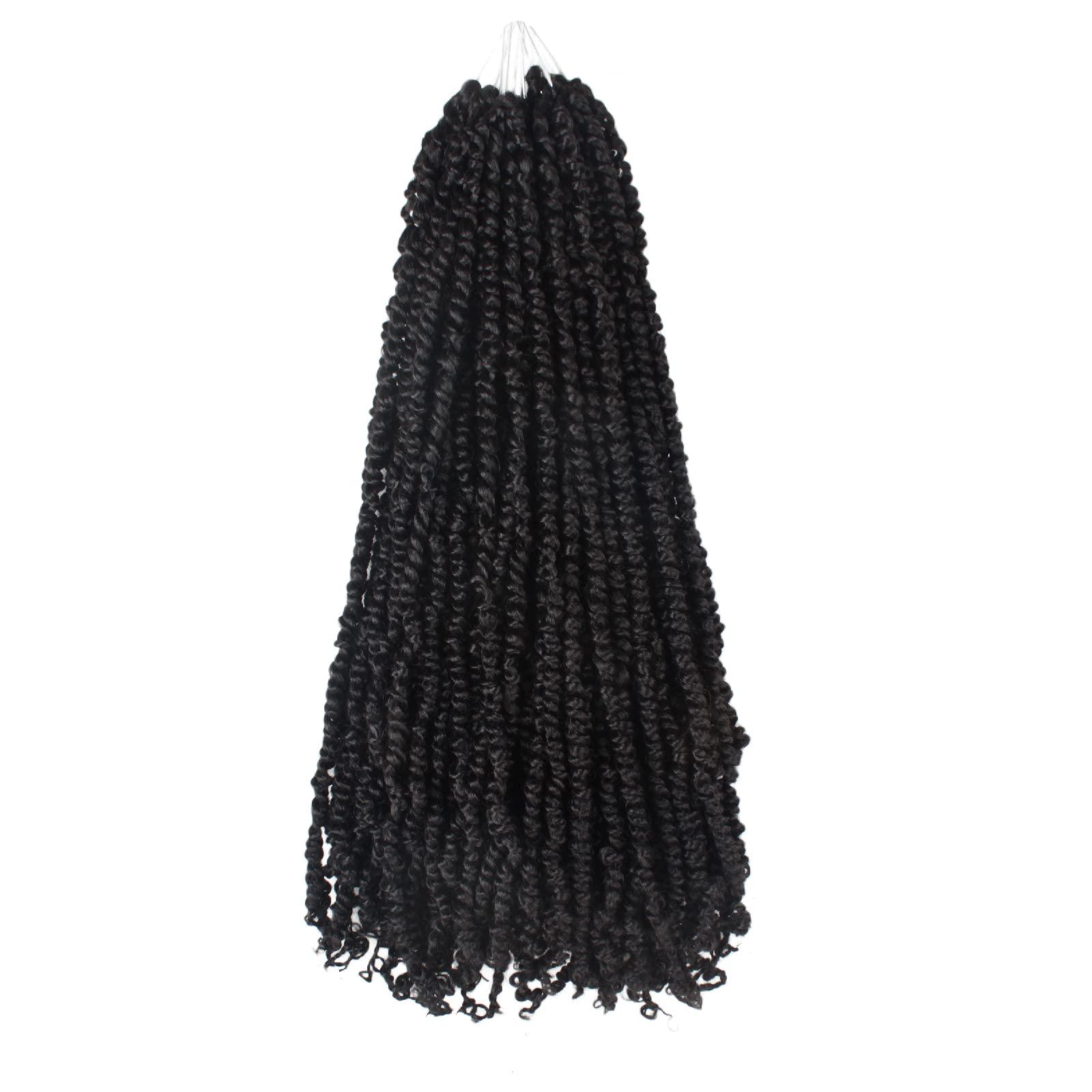 BOHOBABE The BOHOBABE Pre-twisted Passion Twist Crochet Hair 18 Inch Long Pre-looped Crochet Passion Twist Braiding Hair 8 Packs Soft Bohemian Twists (1B)