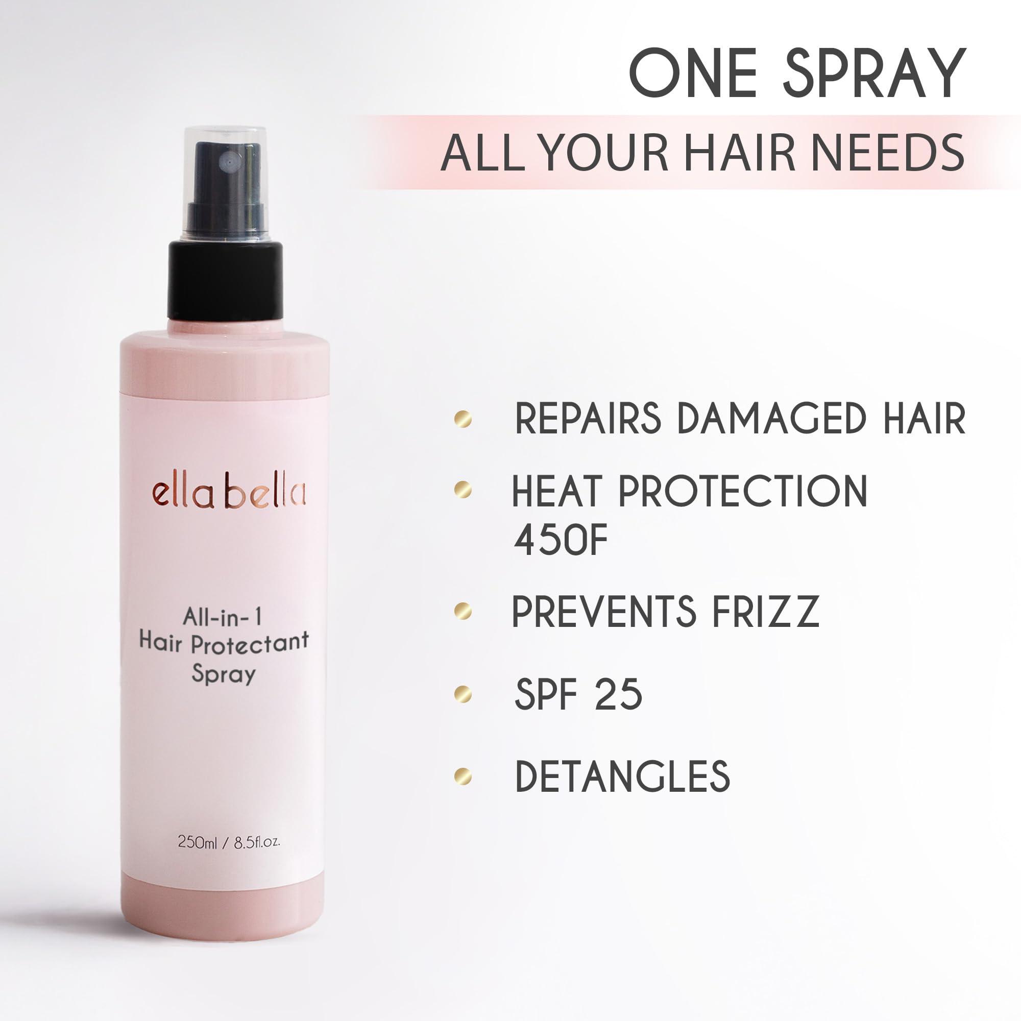 ELLA BELLA ELLA BELLA All-in-1 Heat Protectant Spray for Hair Repair, Protect, and Nourish with UV Shield Cruelty-Free Formula with Argan Oil, Jojoba, and Keratin Professional Hair Heat Protection Spray