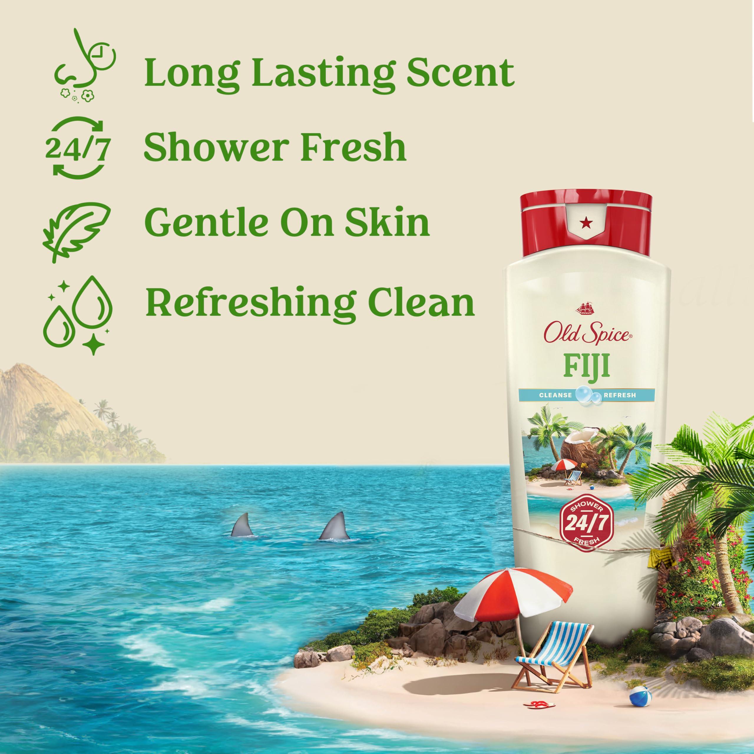Old Spice Old Spice Body Wash for Men, 24/7 Shower Fresh with Long Lasting Scent, Fiji with Palm Tree Scent, 18 fl oz (Pack of 4)