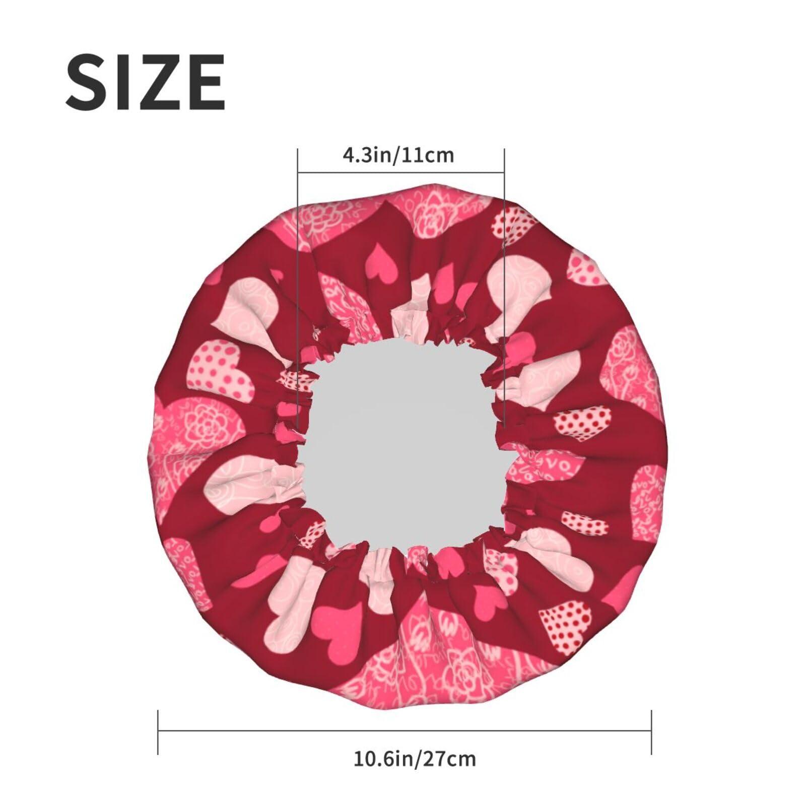 YIPOCH Pink Floral Plaid Hearts Large Shower Cap for Women Men Shower Caps for Women Reusable Waterproof Hair Cap Double Layers Showercap With PEVA Lined & Elastic Band Fashion Shower Bonnet