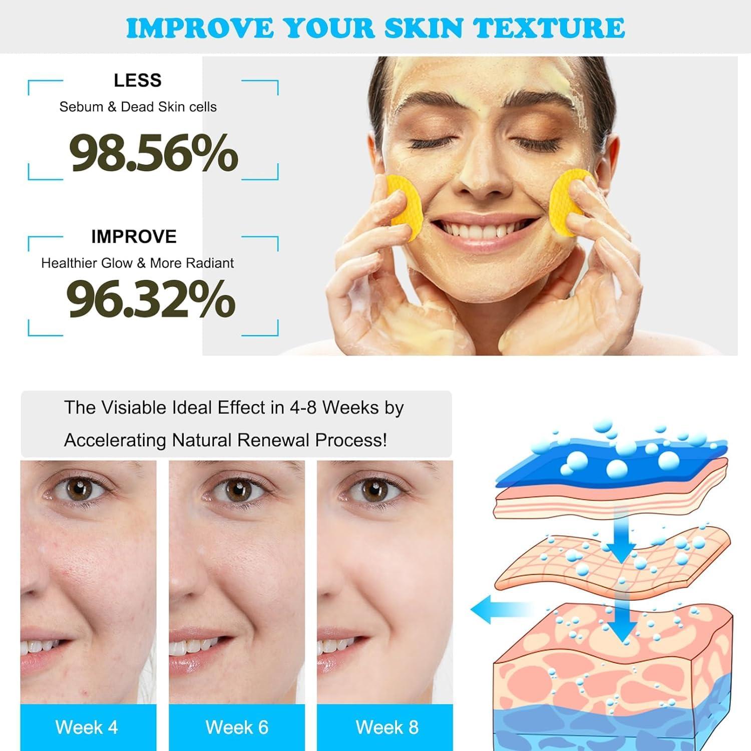 NIFEISHI NIFEISHI Turmeric Face Scrub Pads, 60pcs Kojic Acid and Turmeric Cleansing Pads with Vitamin B5 and Vitamin C, turmeric kojic acid cleansing pads for Face and Body