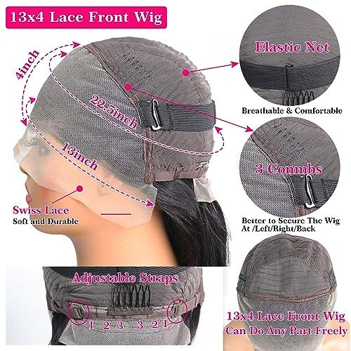 mengkai mengkai 34 Inch Straight Lace Front Wigs Human Hair Pre Plucked Bleach Knots Hairline Glueless 180% Density 134 HD Lace Front Wigs Human Hair Straight Human Hair Wigs for Women with Baby Hair