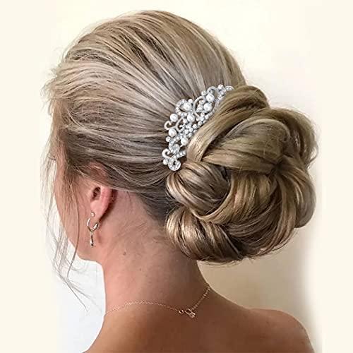 Yean Yean Decorative Bride Wedding Hair Combs with Rhinestones Bridal Hair Accessories for Bridesmaids (Silver)