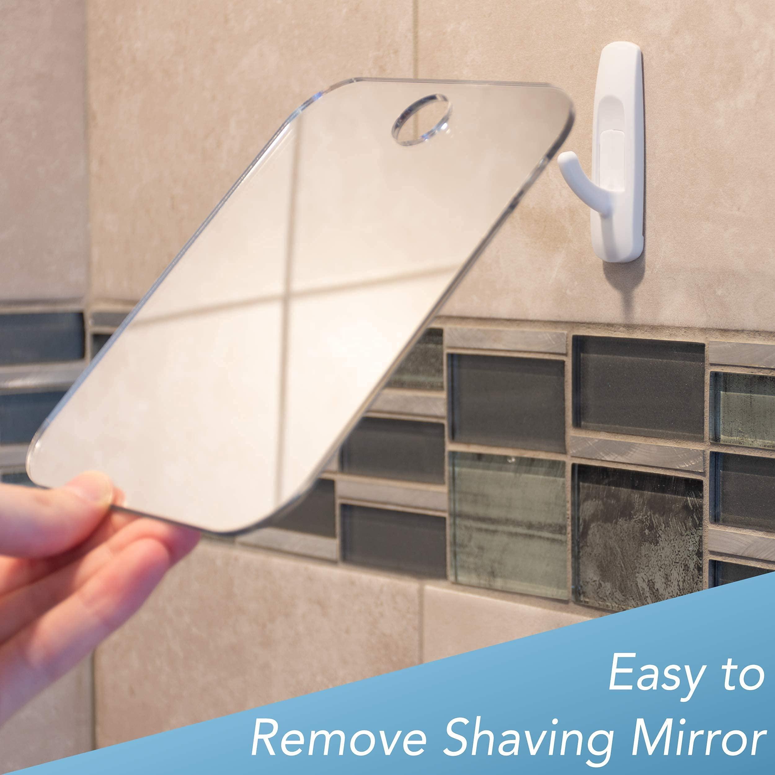 The Shave Well Company The Shave Well Company Deluxe Anti-Fog Shaving Mirror | Fogless Hanging Bathroom Shower Mirror with Handheld Option for Men and Women | Includes Long-Lasting Removable Adhesive Hook